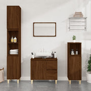 Bathroom cabinet 30x30x100 cm treated wood brown oak finish