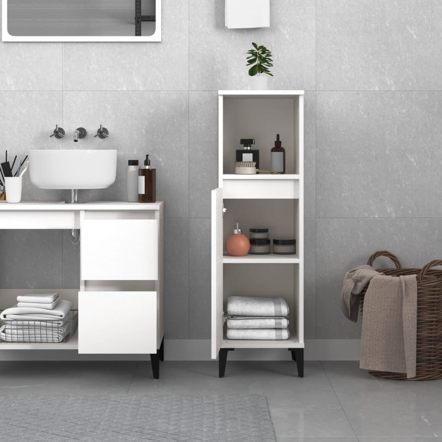Badkamerkast 30X30X100 Cm Bewerkt Hout Wit