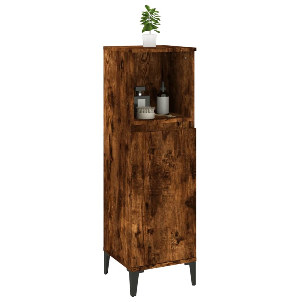 Badkamerkast 30X30X100 Cm Bewerkt Hout Gerookt Eikenkleurig
