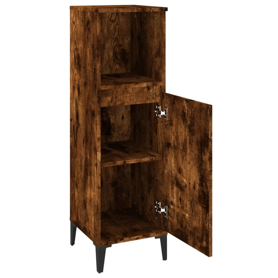 Badkamerkast 30X30X100 Cm Bewerkt Hout Gerookt Eikenkleurig