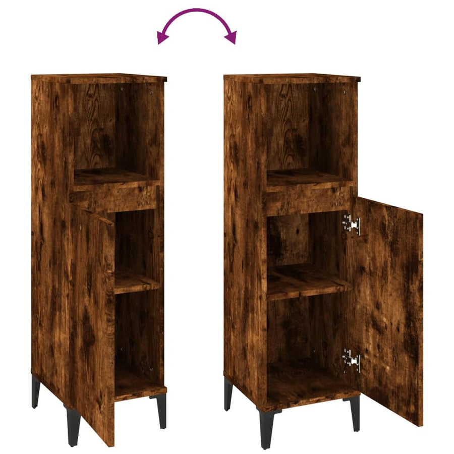 Badkamerkast 30X30X100 Cm Bewerkt Hout Gerookt Eikenkleurig