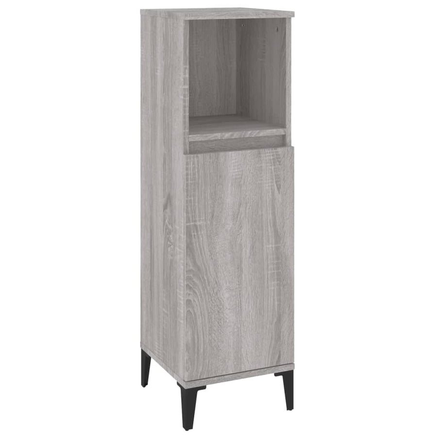 Badkamerkast 30X30X100 Cm Bewerkt Hout Grijs Sonoma Eikenkleur