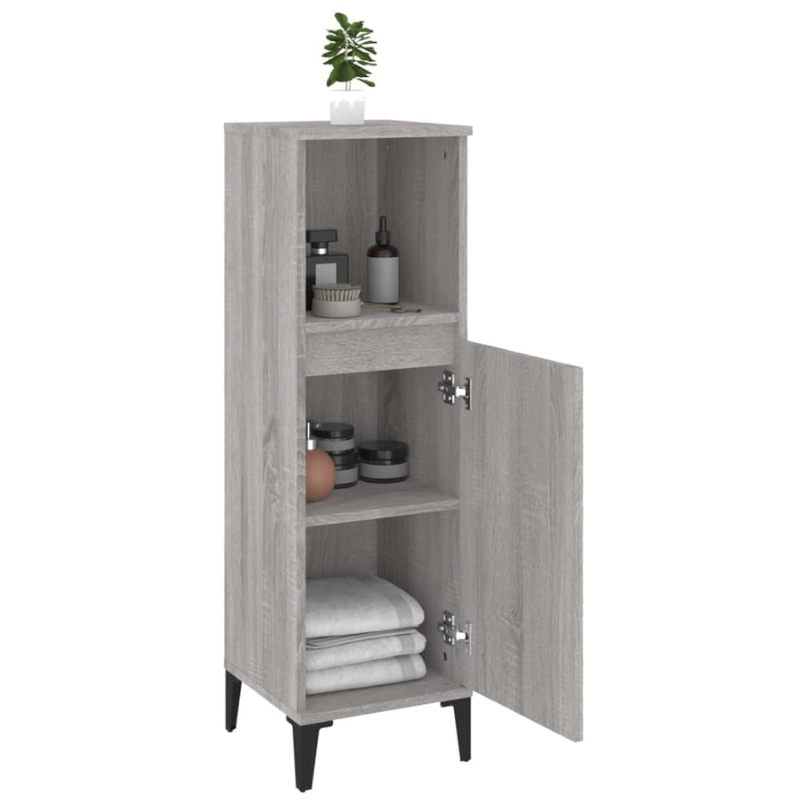 Badkamerkast 30X30X100 Cm Bewerkt Hout Grijs Sonoma Eikenkleur