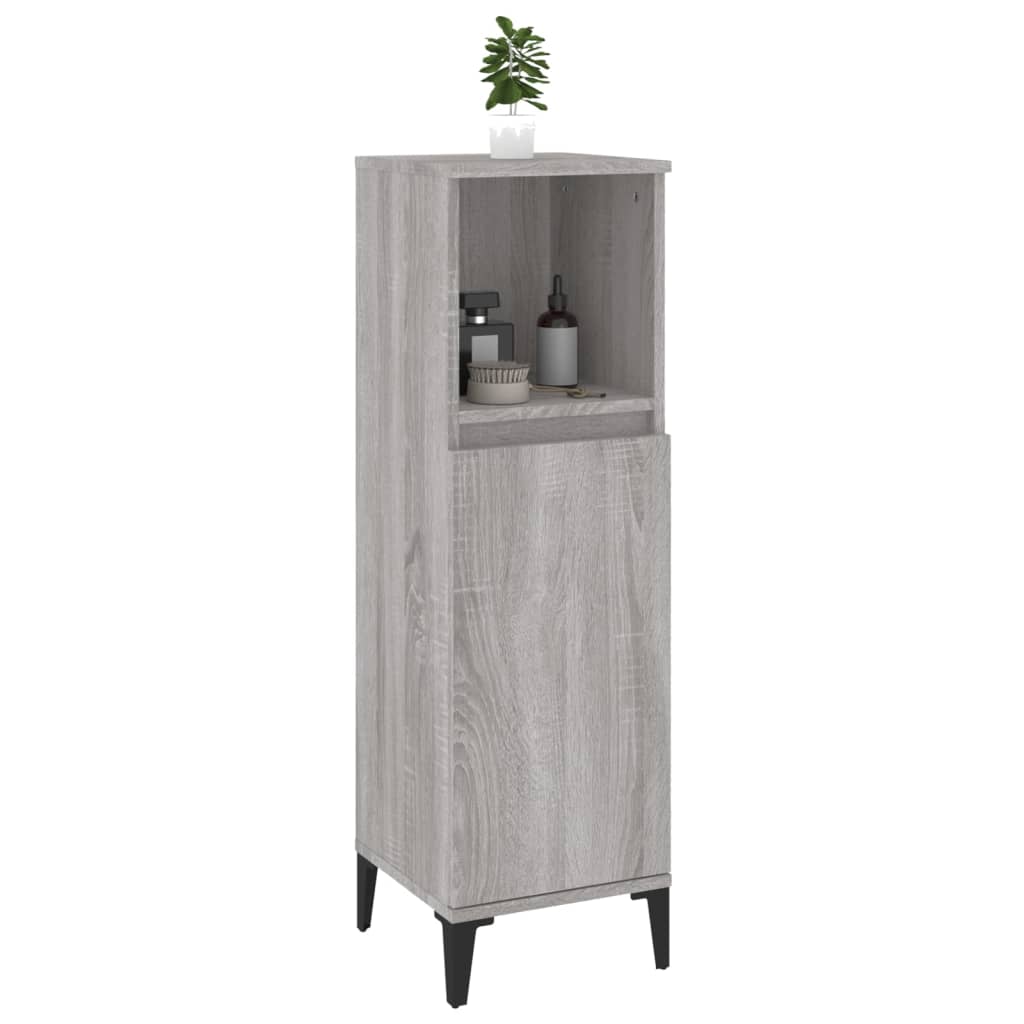 Badkamerkast 30X30X100 Cm Bewerkt Hout Grijs Sonoma Eikenkleur