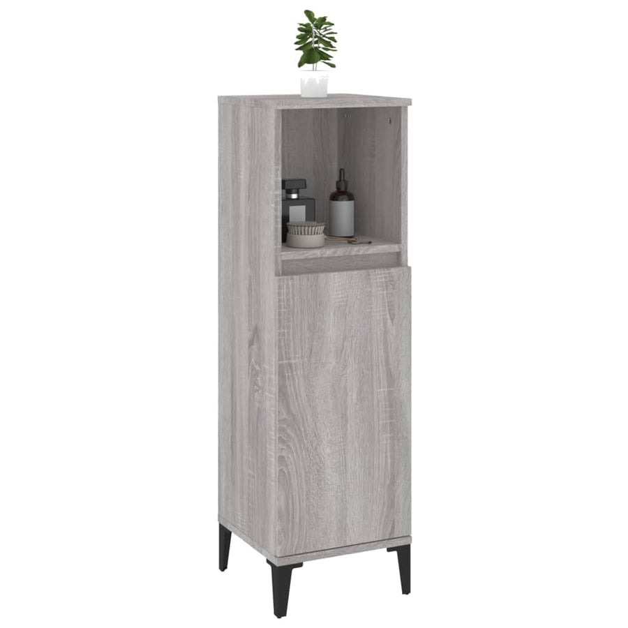 Badkamerkast 30X30X100 Cm Bewerkt Hout Grijs Sonoma Eikenkleur
