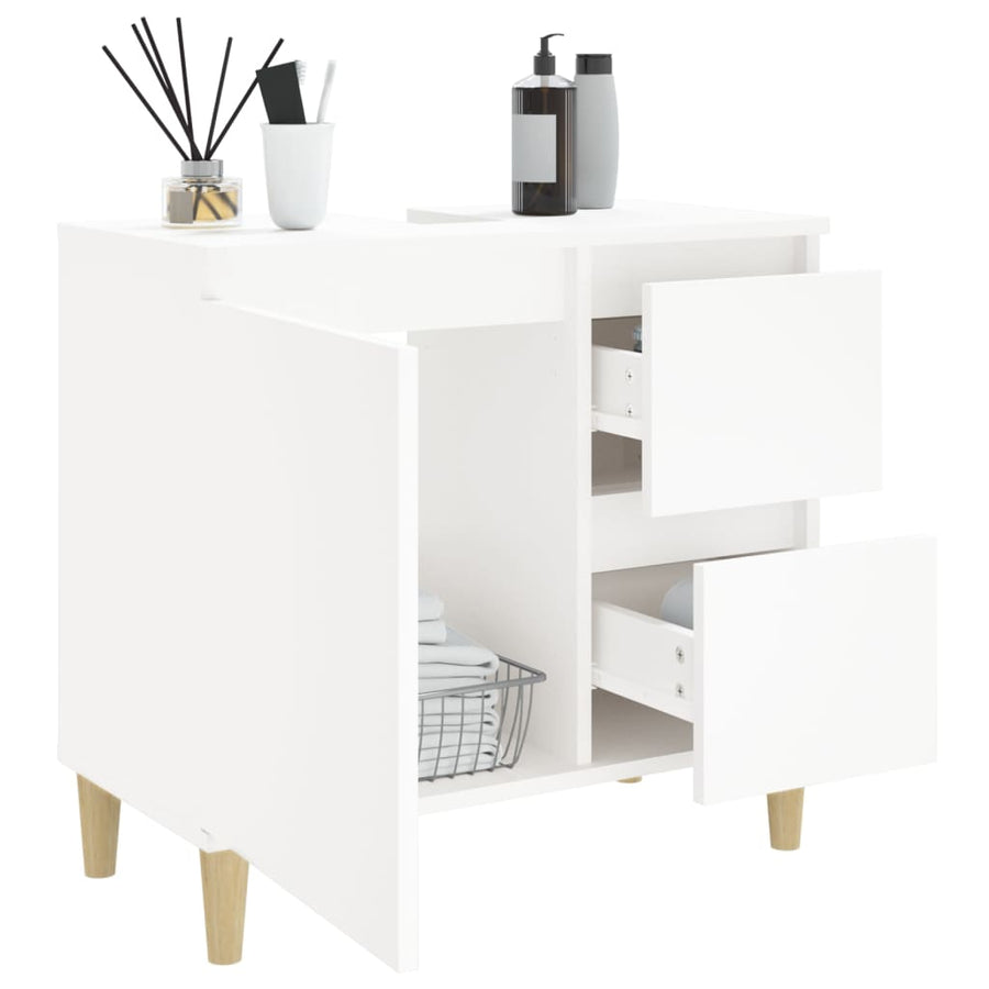 Badkamerkast 65x33x60 cm bewerkt hout wit Wit