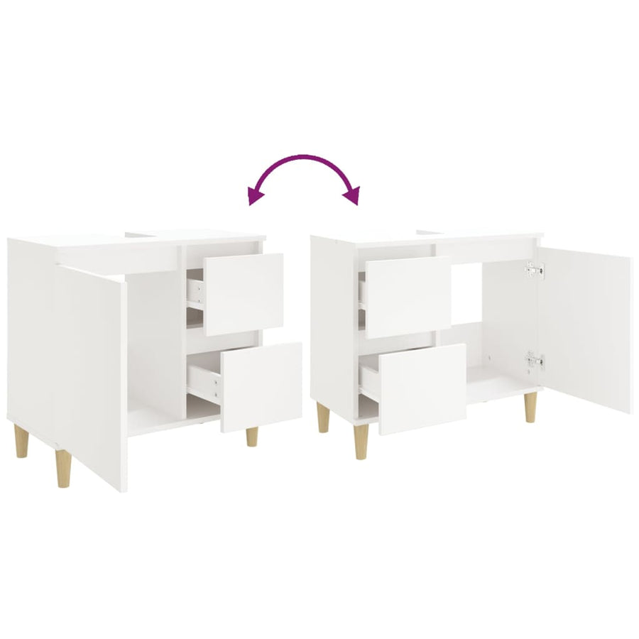 Badkamerkast 65x33x60 cm bewerkt hout wit Wit