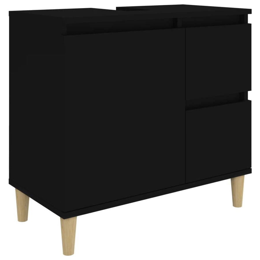 Badkamerkast 65X33X60 Cm Bewerkt Hout Zwart