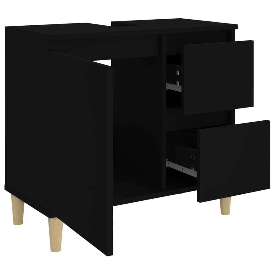 Badkamerkast 65X33X60 Cm Bewerkt Hout Zwart