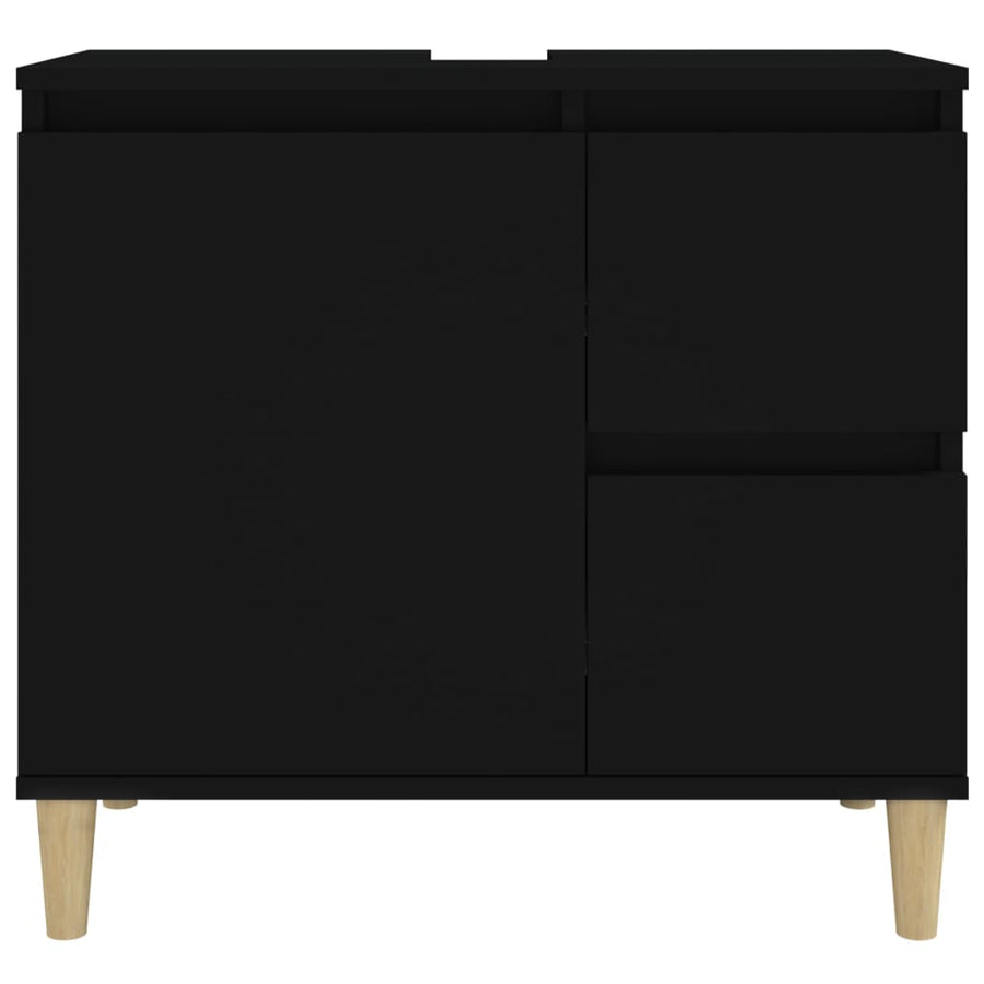 Badkamerkast 65X33X60 Cm Bewerkt Hout Zwart