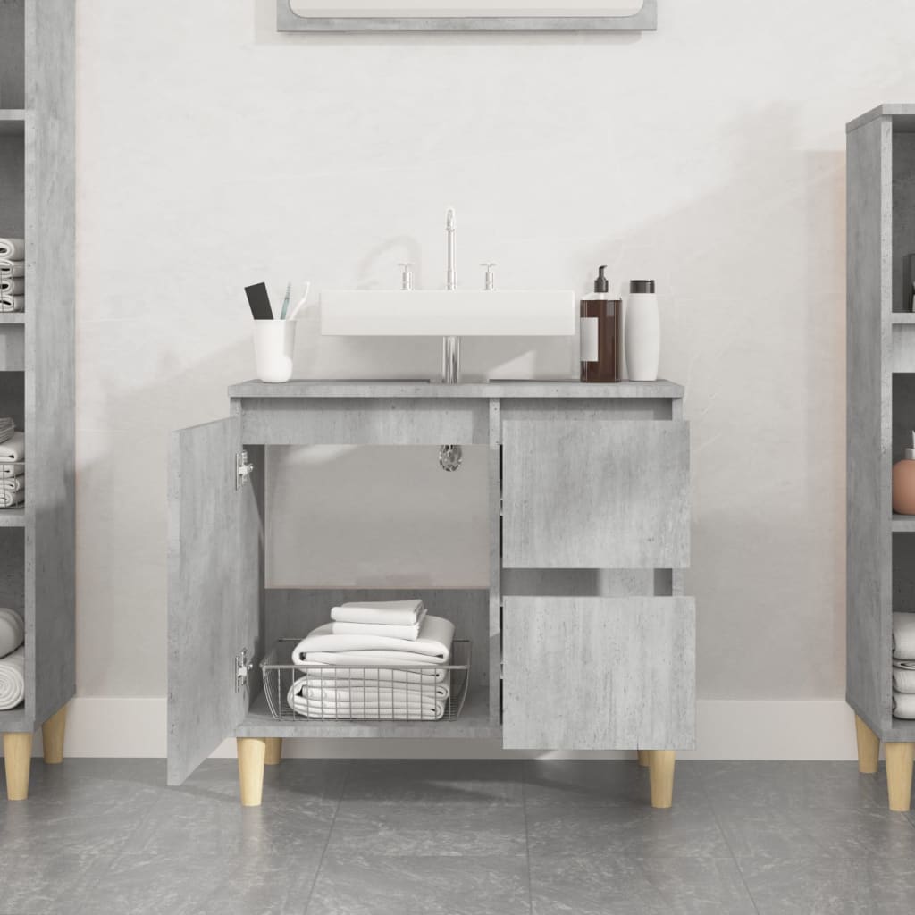Badkamerkast 65X33X60 Cm Bewerkt Hout Betongrijs