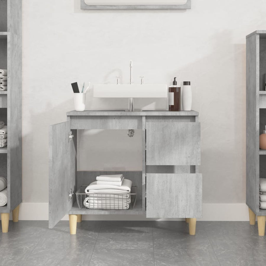Badkamerkast 65X33X60 Cm Bewerkt Hout Betongrijs