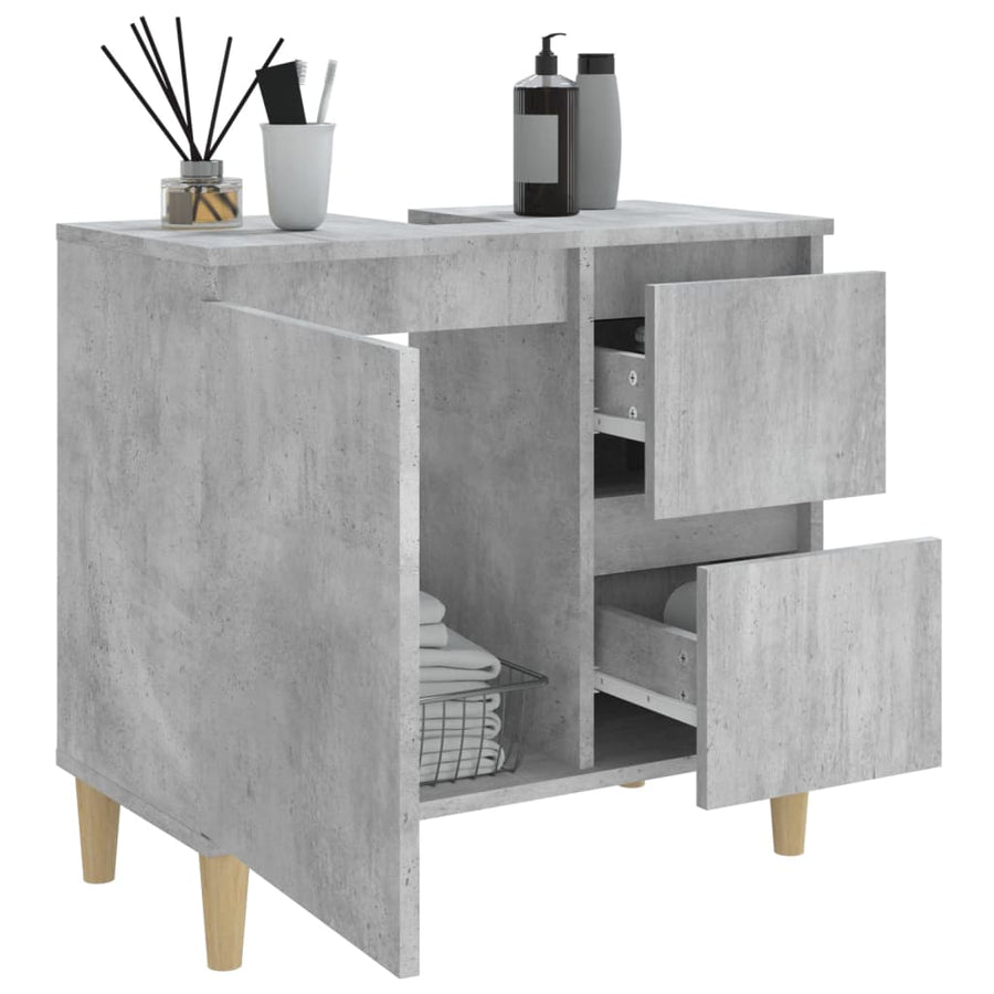 Badkamerkast 65X33X60 Cm Bewerkt Hout Betongrijs