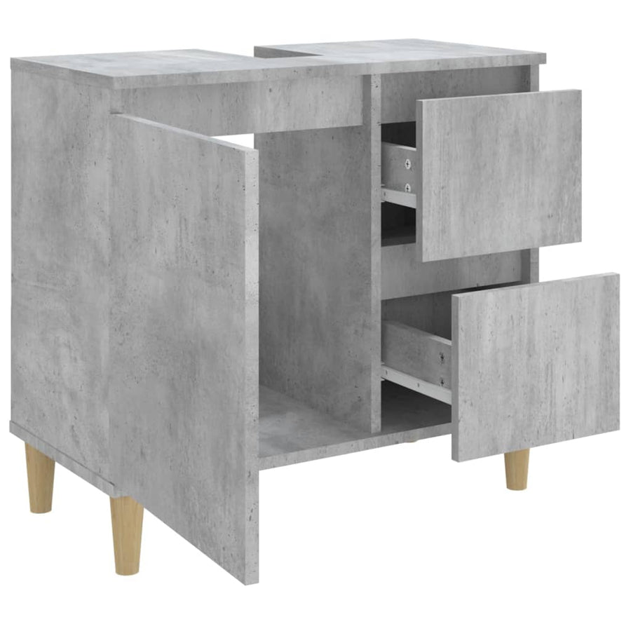 Badkamerkast 65X33X60 Cm Bewerkt Hout Betongrijs