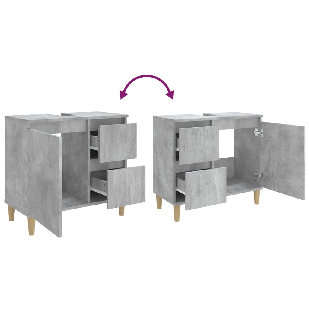 Badkamerkast 65X33X60 Cm Bewerkt Hout Betongrijs