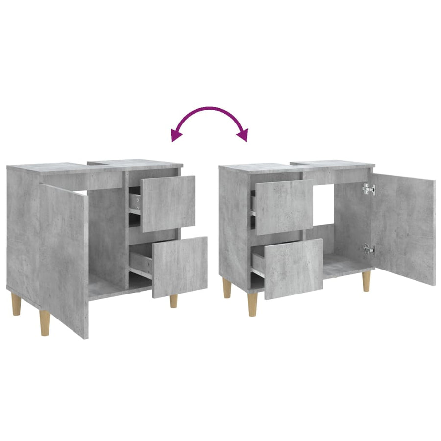 Badkamerkast 65X33X60 Cm Bewerkt Hout Betongrijs