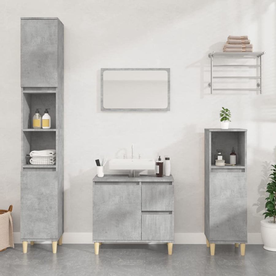 Badkamerkast 65X33X60 Cm Bewerkt Hout Betongrijs