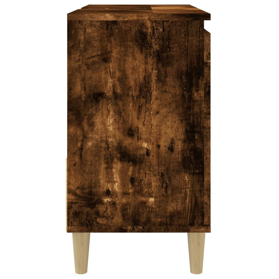 Badkamerkast 65X33X60 Cm Bewerkt Hout Kleurig Gerookt eiken