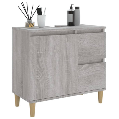 Badkamerkast 65X33X60 Cm Bewerkt Hout Eikenkleurig Grijs sonoma