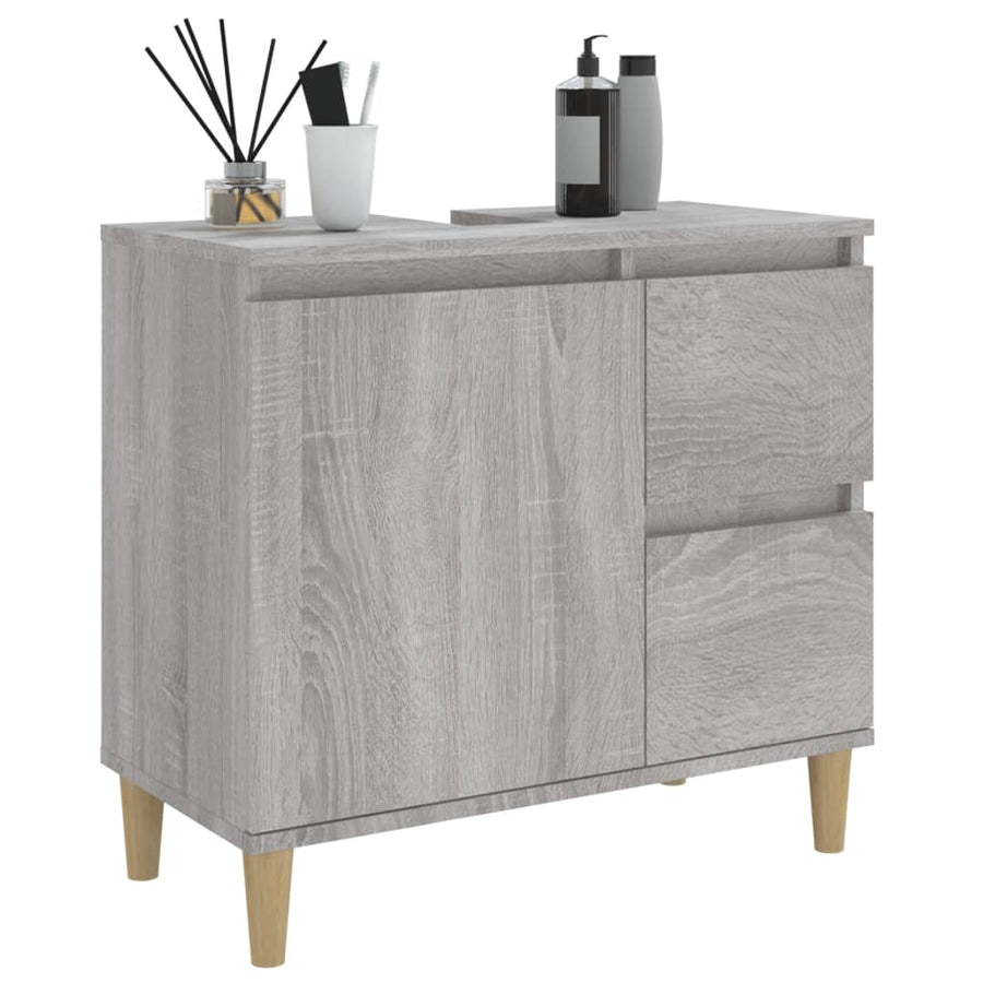 Badkamerkast 65X33X60 Cm Bewerkt Hout Eikenkleurig Grijs sonoma