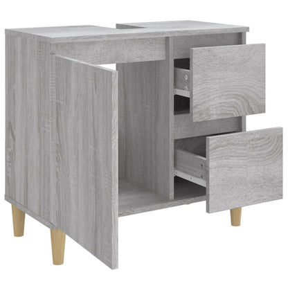 Badkamerkast 65X33X60 Cm Bewerkt Hout Eikenkleurig Grijs sonoma