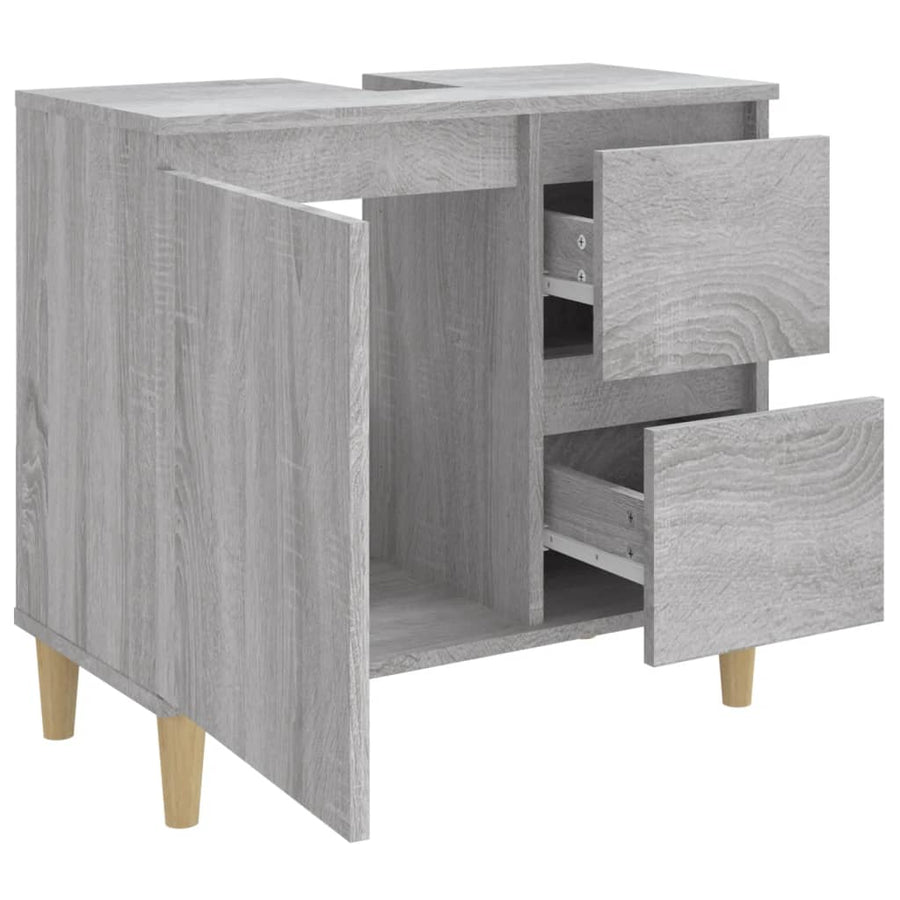 Badkamerkast 65X33X60 Cm Bewerkt Hout Eikenkleurig Grijs sonoma