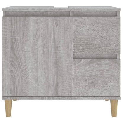 Badkamerkast 65X33X60 Cm Bewerkt Hout Eikenkleurig Grijs sonoma