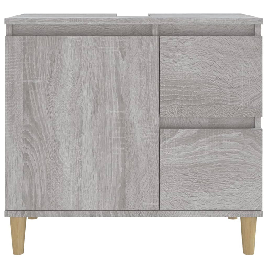 Badkamerkast 65X33X60 Cm Bewerkt Hout Eikenkleurig Grijs sonoma
