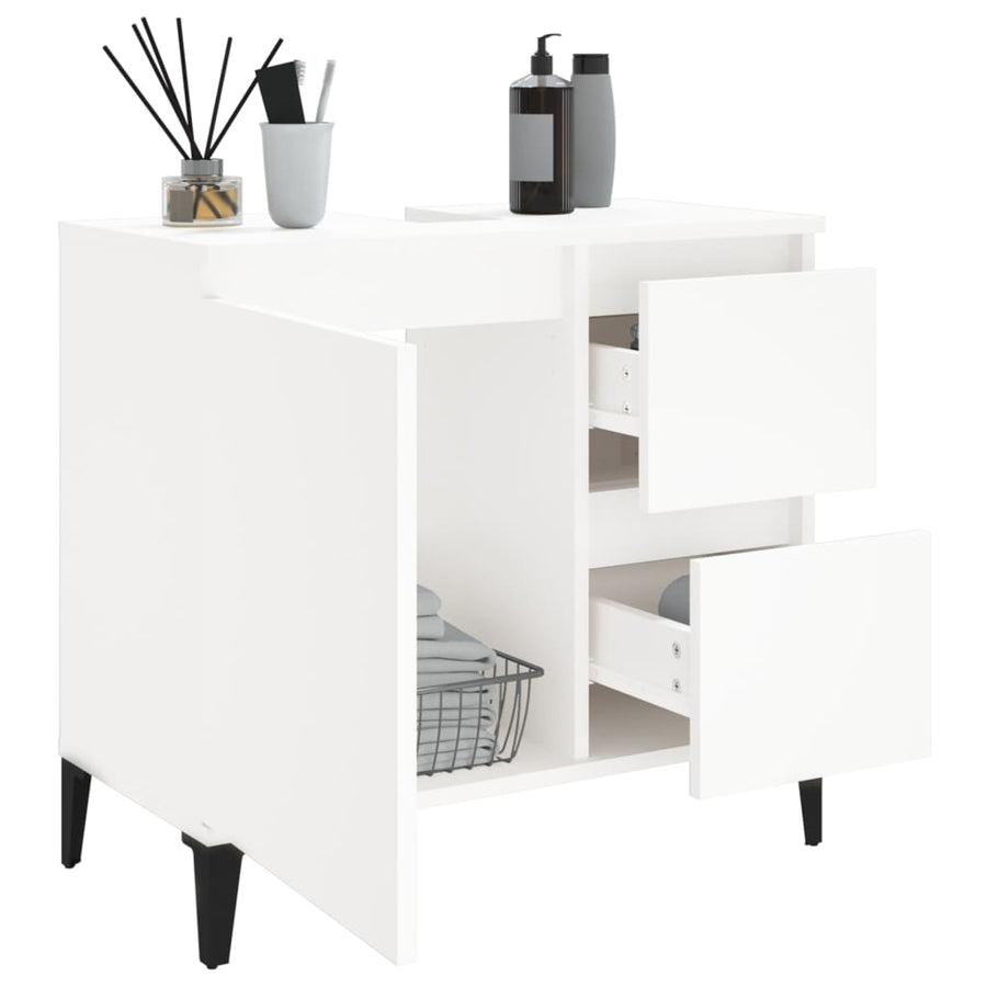 Badkamerkast 65X33X60 Cm Bewerkt Hout Wit