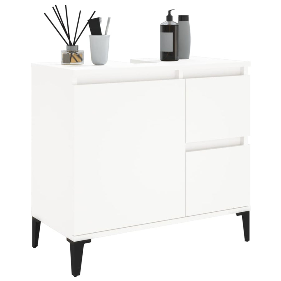 Badkamerkast 65X33X60 Cm Bewerkt Hout Wit