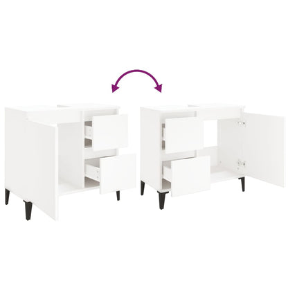 Badkamerkast 65X33X60 Cm Bewerkt Hout Wit