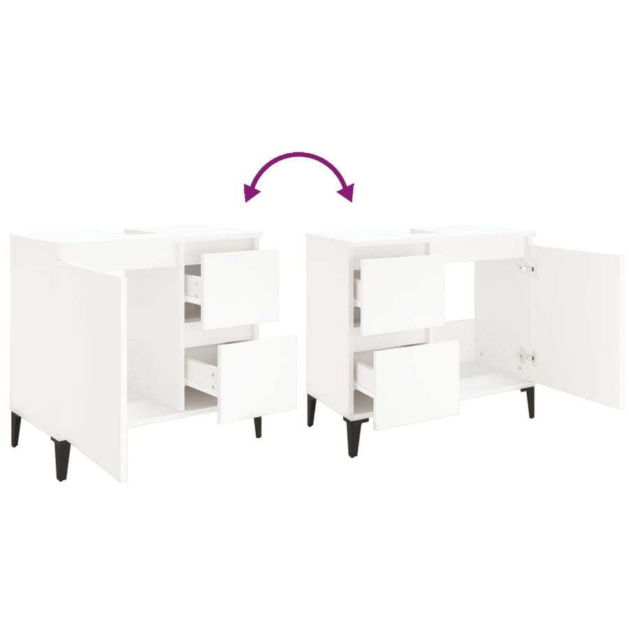 Badkamerkast 65X33X60 Cm Bewerkt Hout Wit