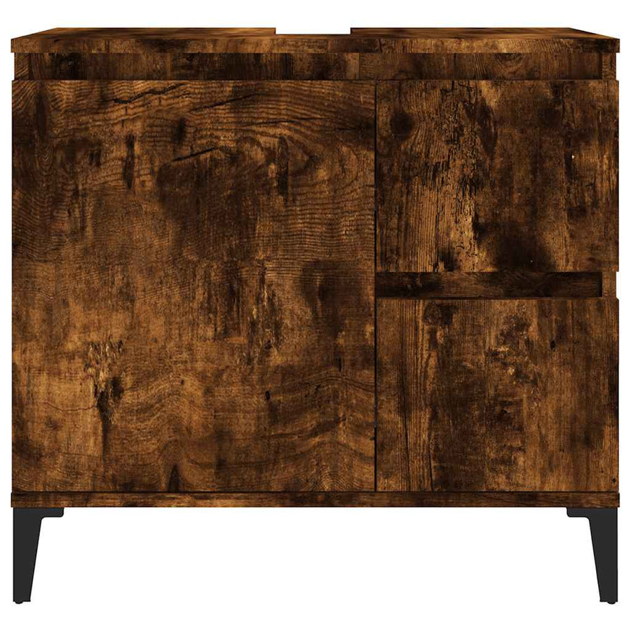 Badkamerkast 65X33X60 Cm Bewerkt Hout Kleurig Gerookt eiken