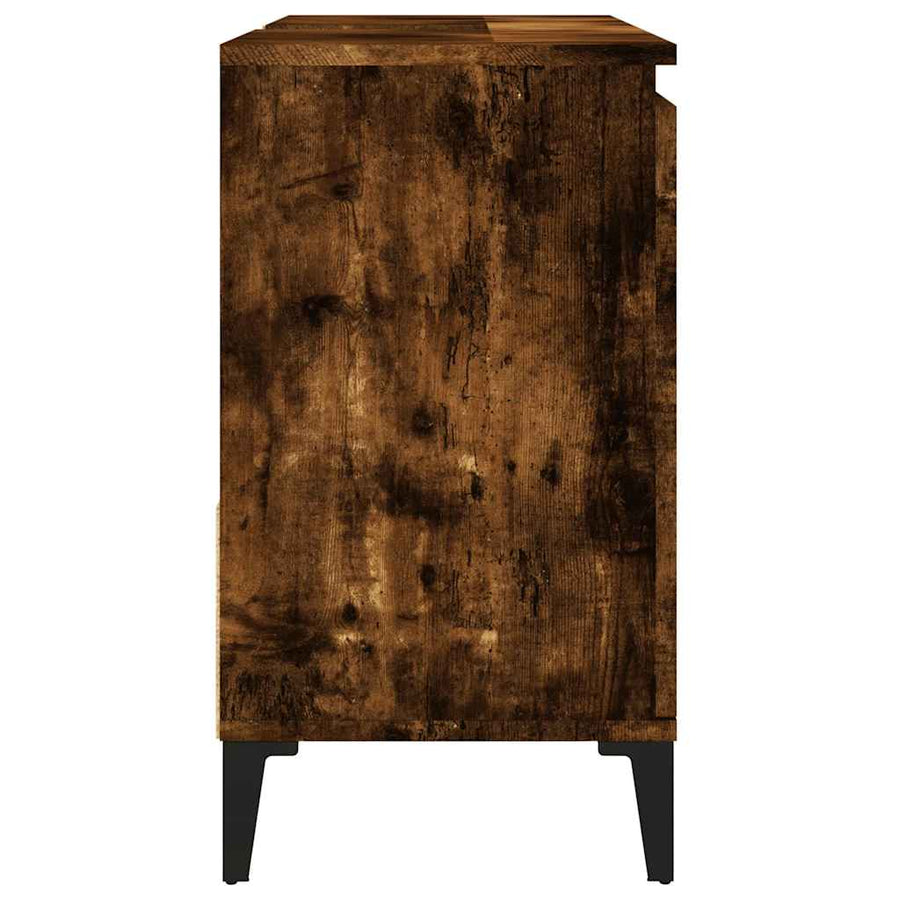 Badkamerkast 65X33X60 Cm Bewerkt Hout Kleurig Gerookt eiken
