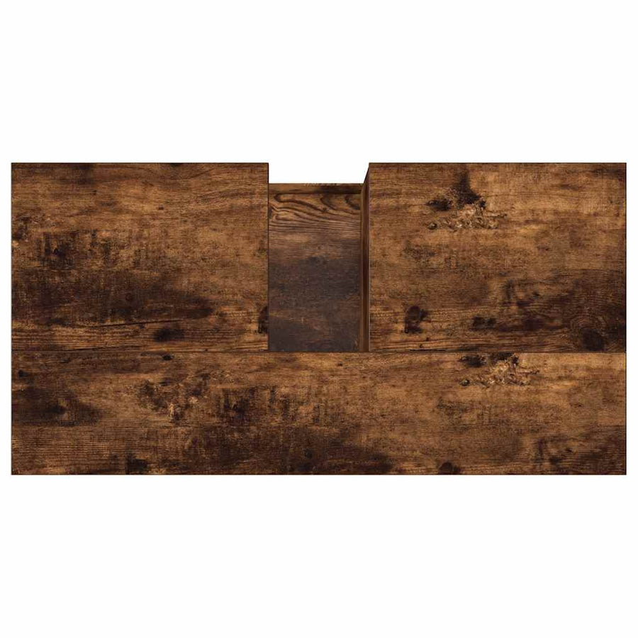 Badkamerkast 65X33X60 Cm Bewerkt Hout Kleurig Gerookt eiken