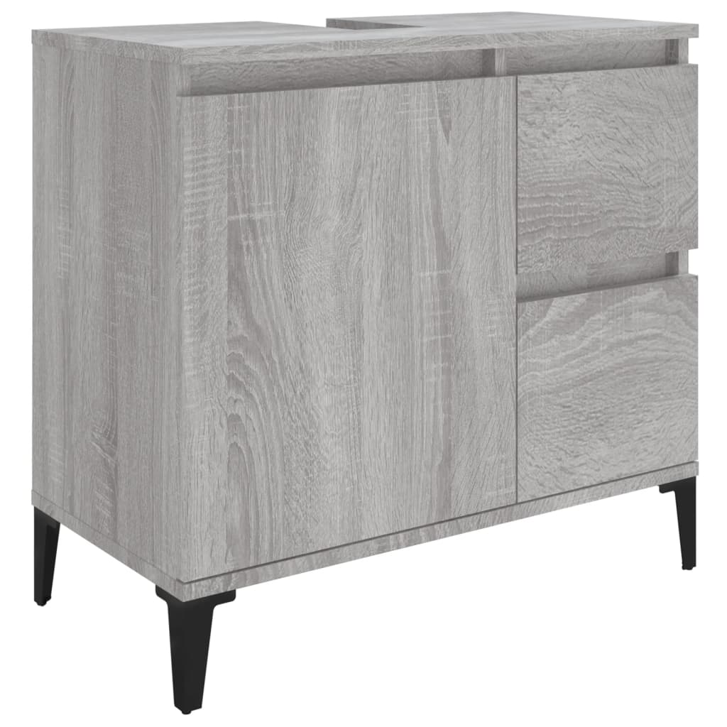 Badkamerkast 65X33X60 Cm Bewerkt Hout Grijs Sonoma Eikenkleurig