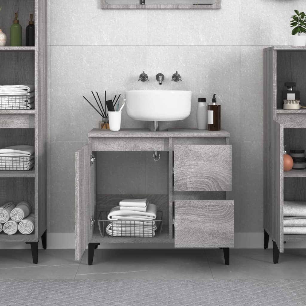 Badkamerkast 65X33X60 Cm Bewerkt Hout Grijs Sonoma Eikenkleurig