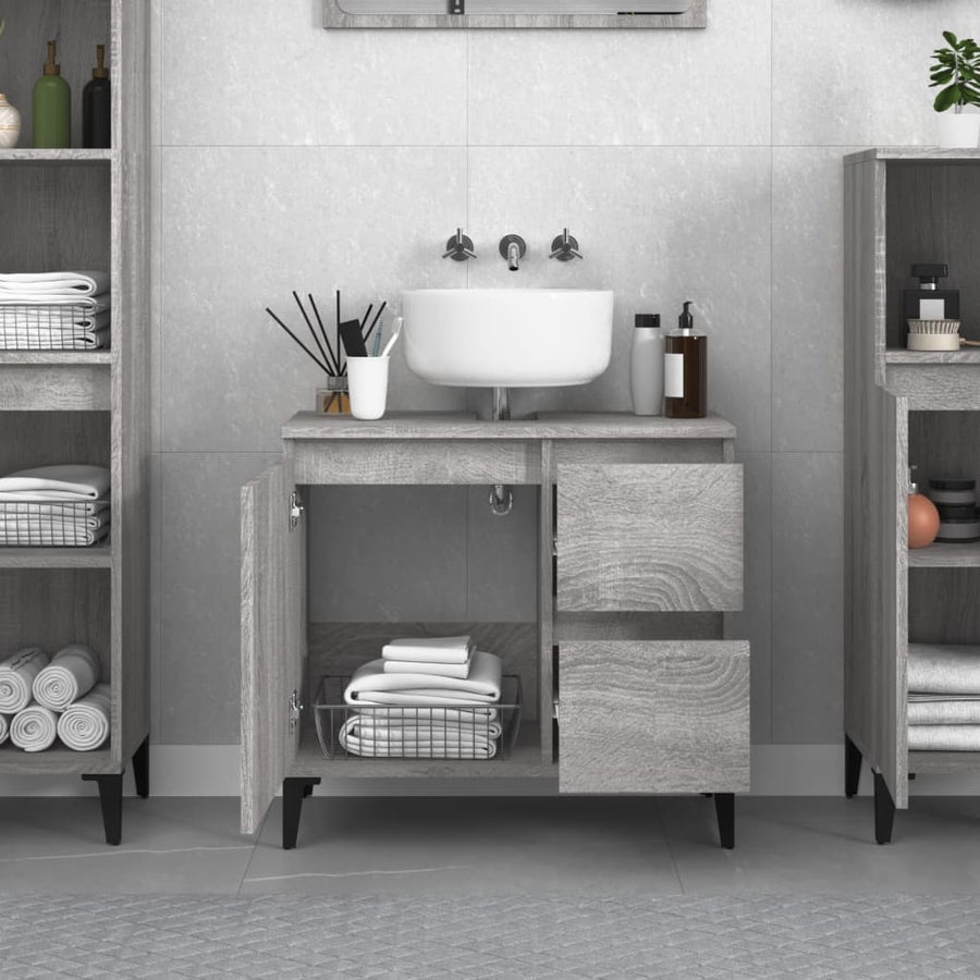 Badkamerkast 65X33X60 Cm Bewerkt Hout Grijs Sonoma Eikenkleurig