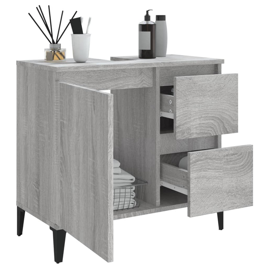Badkamerkast 65X33X60 Cm Bewerkt Hout Grijs Sonoma Eikenkleurig