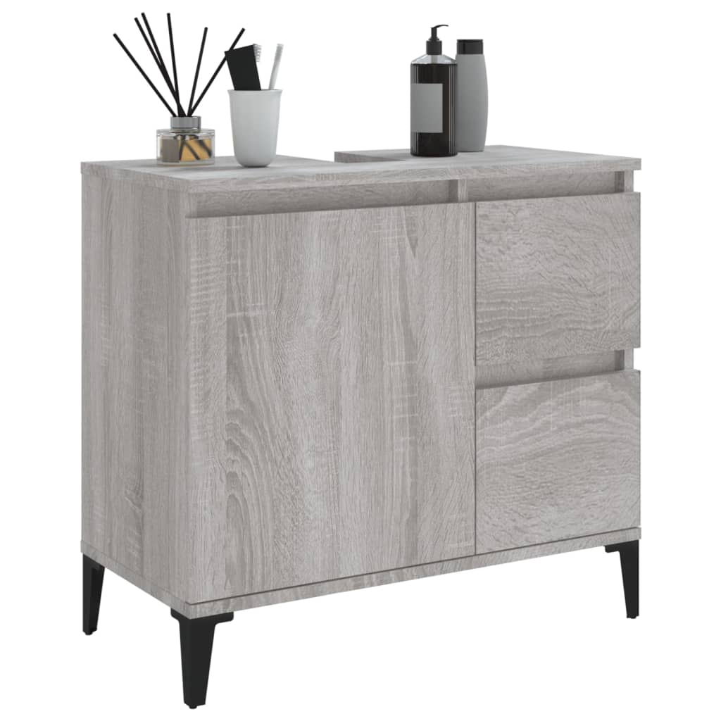 Badkamerkast 65X33X60 Cm Bewerkt Hout Grijs Sonoma Eikenkleurig