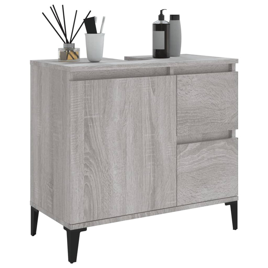 Badkamerkast 65X33X60 Cm Bewerkt Hout Grijs Sonoma Eikenkleurig