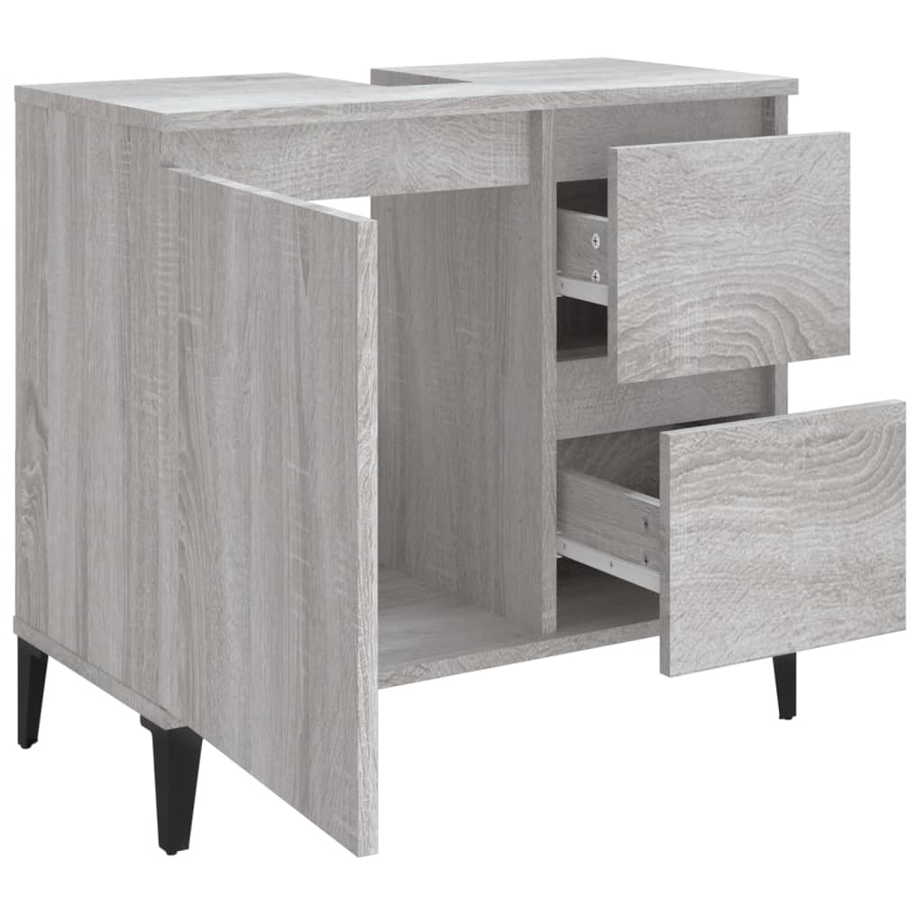 Badkamerkast 65X33X60 Cm Bewerkt Hout Grijs Sonoma Eikenkleurig