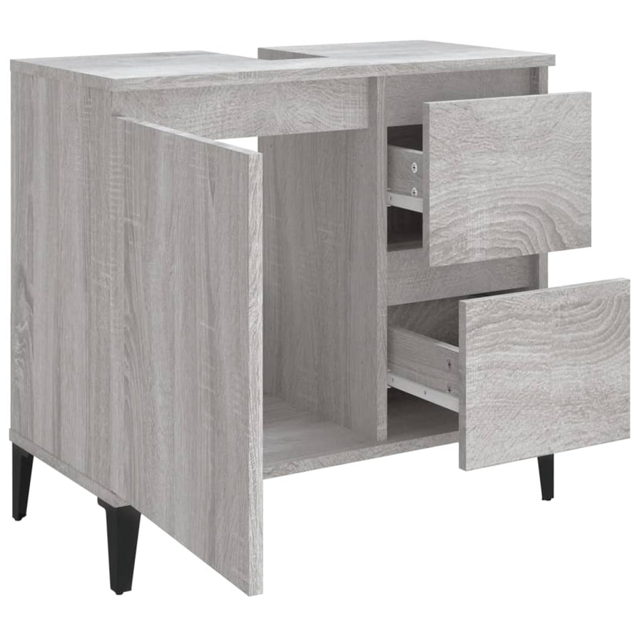 Badkamerkast 65X33X60 Cm Bewerkt Hout Grijs Sonoma Eikenkleurig