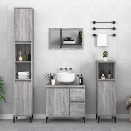 Badkamerkast 65X33X60 Cm Bewerkt Hout Grijs Sonoma Eikenkleurig