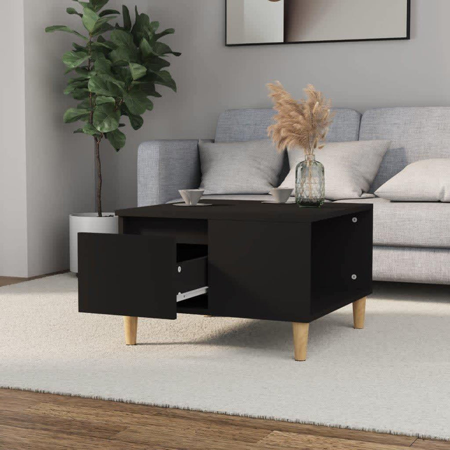 Salontafel 55X55X36,5 Cm Bewerkt Hout Zwart