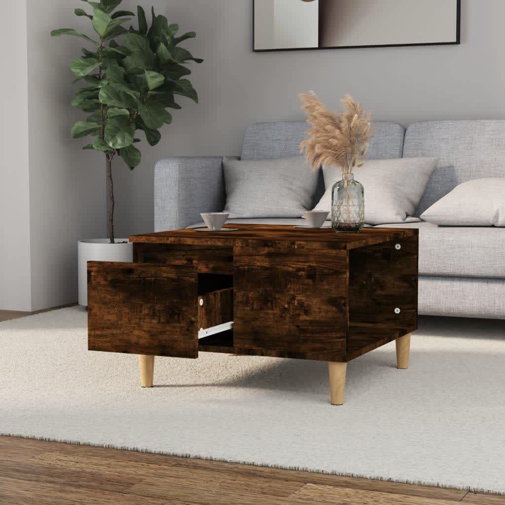 Salontafel 55X55X36,5 Cm Bewerkt Hout Kleurig Gerookt eiken