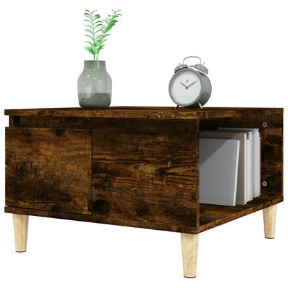 Salontafel 55X55X36,5 Cm Bewerkt Hout Kleurig Gerookt eiken