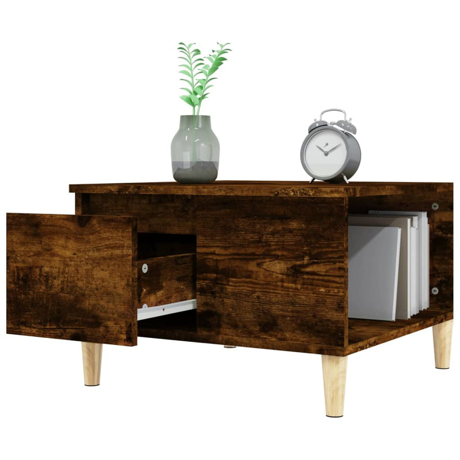 Salontafel 55X55X36,5 Cm Bewerkt Hout Kleurig Gerookt eiken
