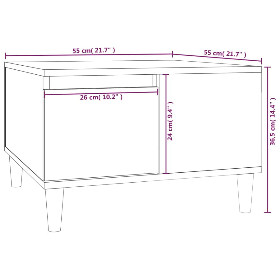 Salontafel 55X55X36,5 Cm Bewerkt Hout Kleurig Gerookt eiken