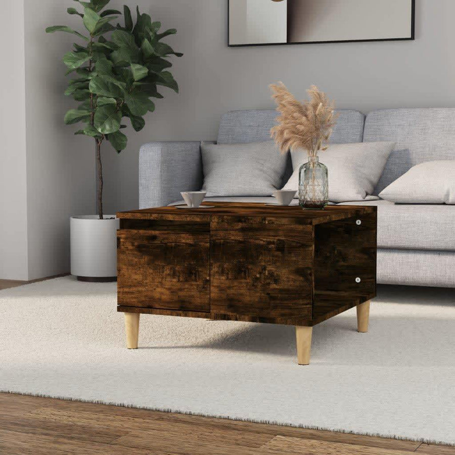 Salontafel 55X55X36,5 Cm Bewerkt Hout Kleurig Gerookt eiken